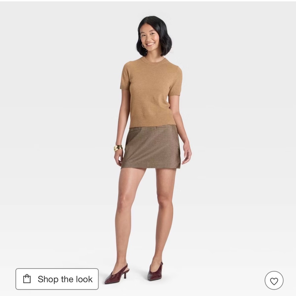 Women's Twill Mini Skirt - A New Day™ Brown Plaid